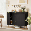 HOMCOM Sideboard Buffet Cabinet w/ 3 Drawers and Adjustable Shelves, Black