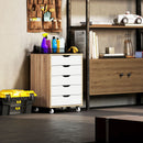 Vinsetto Mobile Filing Cabinet, 5-drawer File Cabinet with Wheels, Oak