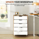 Vinsetto Mobile Filing Cabinet, 5-drawer File Cabinet with Wheels, Oak