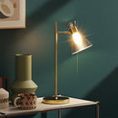 HOMCOM Table Lamp With Adjustable Head, Modern Bedside Lamp, Gold Tone