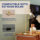 HOMCOM Table Lamp With Adjustable Head, Modern Bedside Lamp, Gold Tone