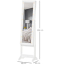 HOMCOM Free Standing LED Mirrored Jewellery Cabinet -  Warm White
