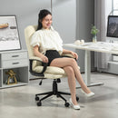 Vinsetto PU Leather Office Chair With Arm, Adjustable Height, Cream White
