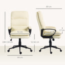 Vinsetto PU Leather Office Chair With Arm, Adjustable Height, Cream White