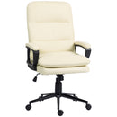 Vinsetto PU Leather Office Chair With Arm, Adjustable Height, Cream White