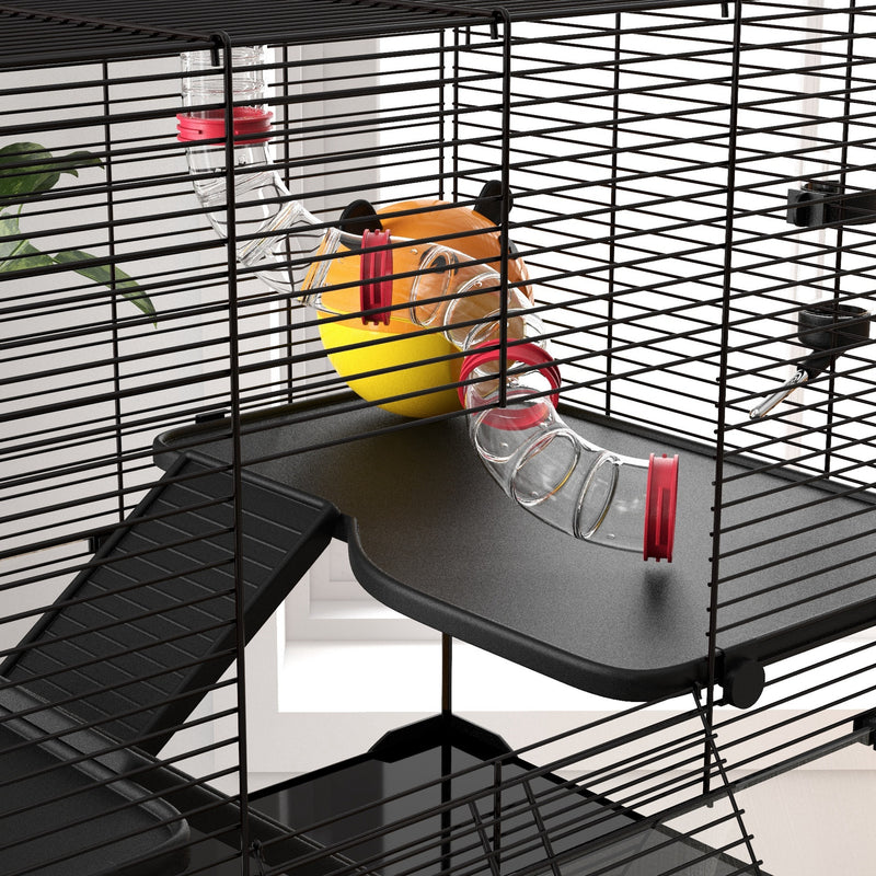 PawHut Hamster Cage W/ Tunnels, Tubes, Ramps, Platforms, Hut