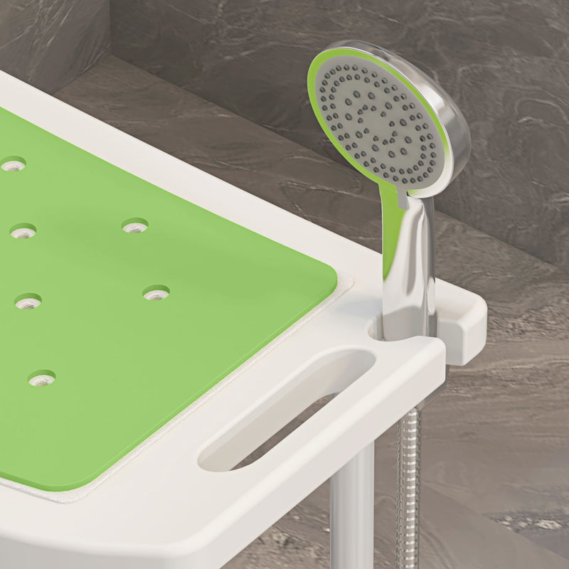 HOMCOM Adjust Aluminium Bath Stool Spa Shower Chair Non-Slip W/ Shower Hole