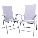 Set of 2 Outdoor Garden Patio Multi Position Reclining Folding Chair in Grey