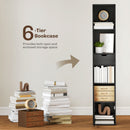 HOMCOM Narrow Bookshelf with Drawer, Tall Bookcase for Living Room, Black