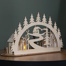 19cm Battery Operated Light up Christmas Wooden Village Scene with Reindeer & 5 Warm White LEDs