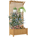 Outsunny Wood Planter with Trellis for Climbing Plants Planter Box Yellow