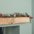 1.9m Christmas Frosted Pinecone Garland with Red Berries and Baubles