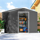 Outsunny 8 X 6ft Garden Storage Shed With Double Door, Dark Grey