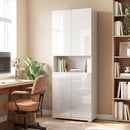 HOMCOM 180cm Tall Kitchen Cupboard, Pantry Storage Cabinet, High Gloss White