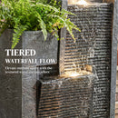 Outsunny Water Feature with Planter, Resin Waterfall Feature, Dark Grey