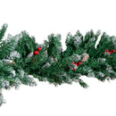 2.7m Snow Tipped Christmas Garland with Red Berries, Cones & Bullet Tips