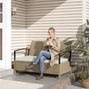 Outsunny 125L Garden Storage Bench, 2 Seater PE Rattan Outdoor Bench