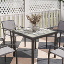 Outsunny 5 Piece Garden Furniture Set with 4 Stackable Armchairs, Grey