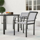 Outsunny 5 Piece Garden Furniture Set with 4 Stackable Armchairs, Grey