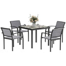 Outsunny 5 Piece Garden Furniture Set with 4 Stackable Armchairs, Grey