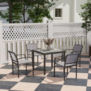 Outsunny 5 Piece Garden Furniture Set with 4 Stackable Armchairs, Grey