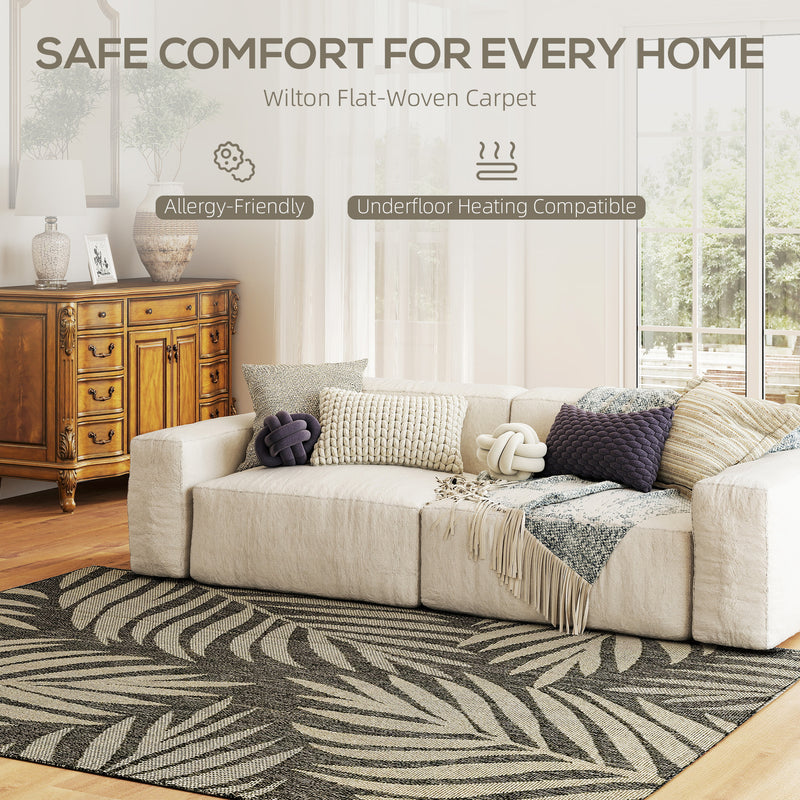 HOMCOM Easy-Cleaning Machine Washable Rug For Patio, Garden, Grey