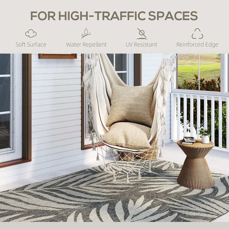 HOMCOM Easy-Cleaning Machine Washable Rug For Patio, Garden, Grey