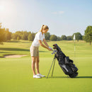 Outsunny Golf Stand Bag 6 Way Full-Length Dividers, Waterproof Golf Bag Grey