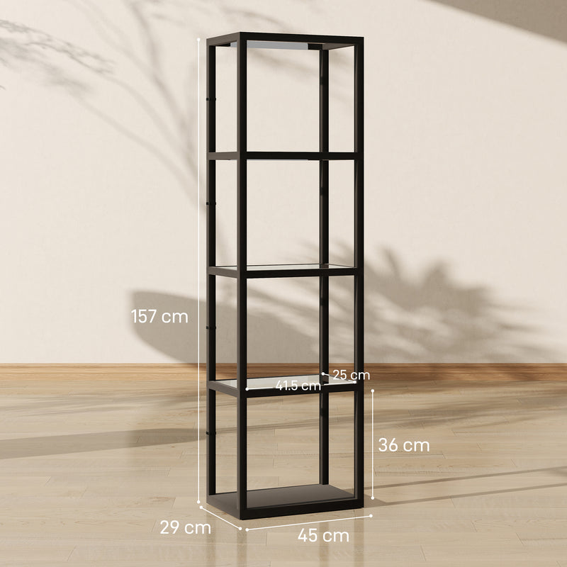 HOMCOM LED Floor Lamp with Glass Shelves, Dimmable Room Lamp