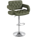 HOMCOM Adjustable Height Barstool Steel Pole PU Leather, Green