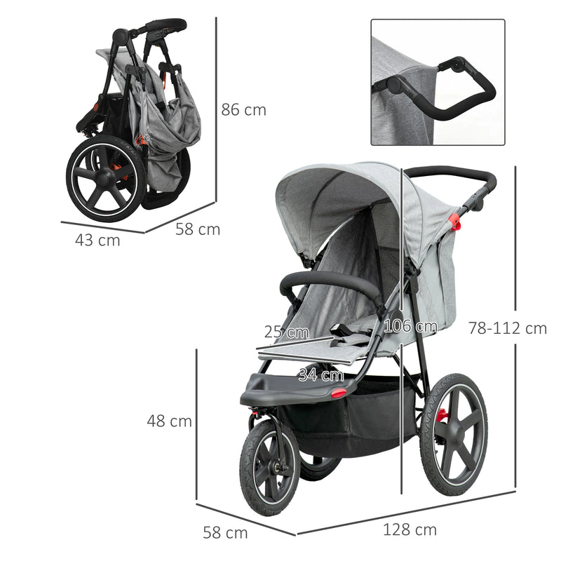 HOMCOM  Baby Stroller  - Grey