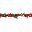 1.8m Red and Green Christmas Poinsettia Garland with Pinecones & Seasonal Foliage