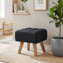HOMCOM Modern Footstool, Fabric Foot Rest with Rubber Wood Legs, Black