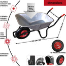 90 Litre 150kg Capacity Heavy Duty Galvanised Samuel Alexander Metal Garden Wheelbarrow with Pneumatic Tyre
