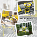 Outsunny Round Garden Table, 2-Tier Metal Patio Table Coffee Table, Yellow