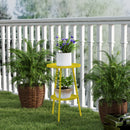 Outsunny Round Garden Table, 2-Tier Metal Patio Table Coffee Table, Yellow