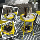 Outsunny Round Garden Table, 2-Tier Metal Patio Table Coffee Table, Yellow