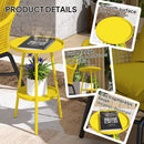Outsunny Round Garden Table, 2-Tier Metal Patio Table Coffee Table, Yellow