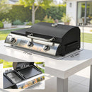 Outsunny 7.5 KW Portable Portable Gas Plancha BBQ Grill With 3 Burner, Black