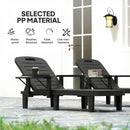 Outsunny Set of 2 Resin Reclining Sun Loungers for Garden, Black