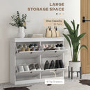 HOMCOM Slim Shoe Cabinet With Adjustable Shelves For Hallway, White