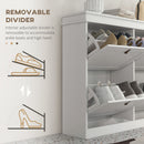HOMCOM Slim Shoe Cabinet With Adjustable Shelves For Hallway, White