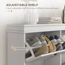 HOMCOM Slim Shoe Cabinet With Adjustable Shelves For Hallway, White