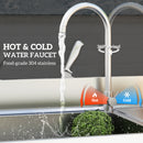 HOMCOM Outdoor Kitchen Sink Unit With Cold And Hot Water Pipe