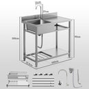 HOMCOM Outdoor Kitchen Sink Unit With Cold And Hot Water Pipe