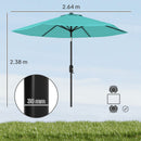 Outsunny 2.6M Garden Parasol Umbrella with Aluminium Pole, Tilt, Turquoise