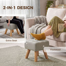 HOMCOM Modern Footstool, Fabric Foot Rest with Rubber Wood Legs, Brown