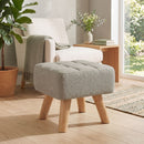 HOMCOM Modern Footstool, Fabric Foot Rest with Rubber Wood Legs, Brown