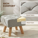 HOMCOM Modern Footstool, Fabric Foot Rest with Rubber Wood Legs, Brown