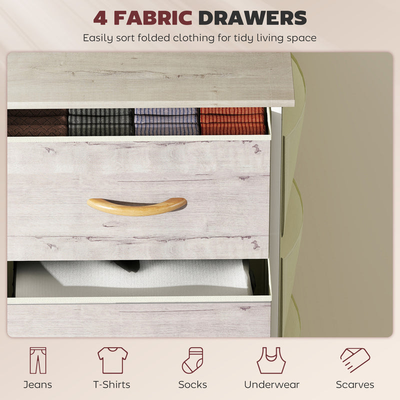 HOMCOM Fabric Chest of Drawers, 4 Drawer Dresser for Bedroom